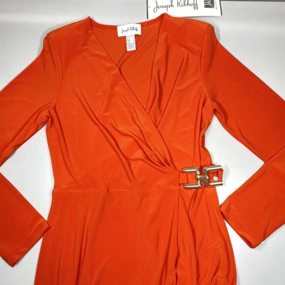 NEW JOSEPH RIBKOFF Women's Midi Wrap Dress – Size 10 – Orange – Fit & Flare - Picture 4 of 9